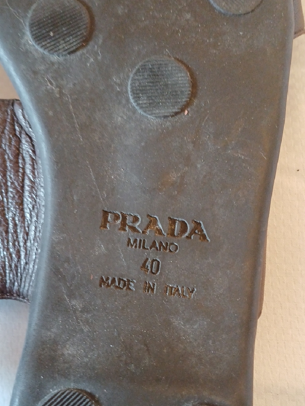 Prada Brown Leather Slide Sandals with Back Strap EUC. - Picture 5 of 7